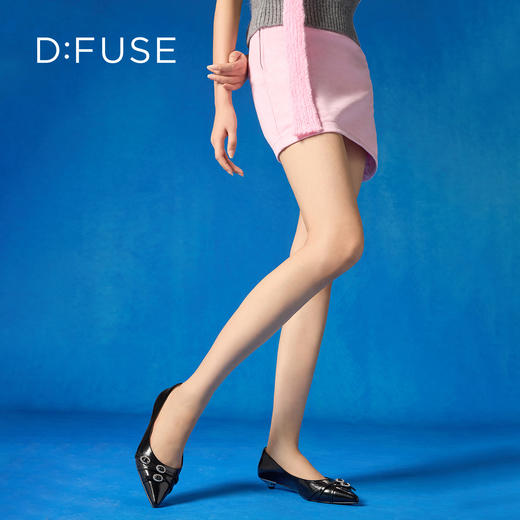 Dfuse迪芙斯2026春季新款尖头交叉带小钻扣轻朋克小猫跟单鞋女鞋DFE1111051 商品图2