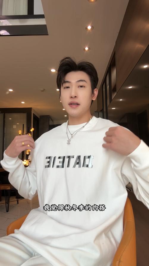 SDSA男士秋冬新款痞帅男装美式气质撞色印花字母圆领长袖T恤百搭 商品图0