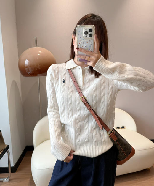 RL拉夫劳*polo绞花翻领套头毛衣101006 商品图6