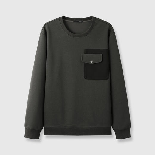 GXG男装秋季时尚撞色口袋设计潮流运动休闲男式圆领宽松卫衣K&C 商品图9