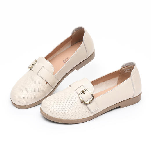 真皮软底乐福鞋女平底皮带扣单鞋舒适百搭妈妈鞋6C6898-17 商品图3