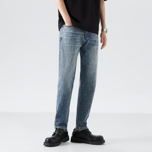 GXG男装26春季潮流经典水洗复古百搭舒适休闲直筒裤男式牛仔长裤K&C 商品图4