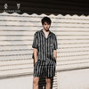 查理小狗』桑罗条纹短袖睡衣套装桑蚕丝男女同款家居服情侣无性别 商品缩略图1