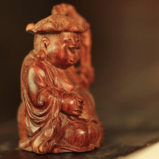 【青山特惠】海黄 | 和气生财·弥勒 一木雕成摆件b40 商品图3