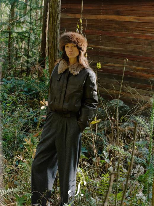 shyshsystill/shy202510034/皮革羽绒服可拆卸毛领90白鸭绒短款外套 商品图2