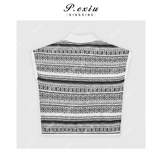 04-1潘依绣丁丁宠粉复古提花POLO领针织无袖T恤Q6654 商品图1