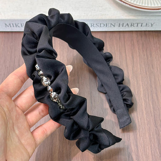 黑色木耳边头箍高颅顶褶皱发箍宽边新款高级感发捆头饰发箍-纪念日百货门店同款168643860 商品图0