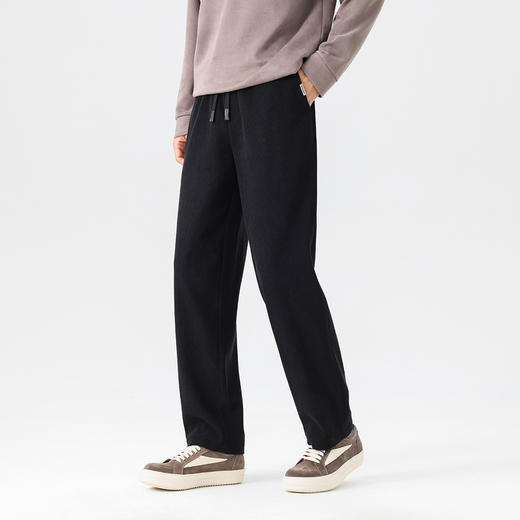 GXG男装26春季时尚松紧腰系绳日常通勤简约百搭直筒男式休闲长裤K&C 商品图2