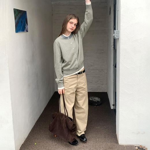 714street假两件条纹针织衫2026春季新款潮牌圆领针织开衫外套 商品图3