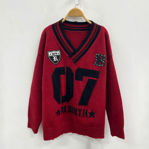 NCV领大字母毛织上衣51030（红）冬季 254011730321 商品图2