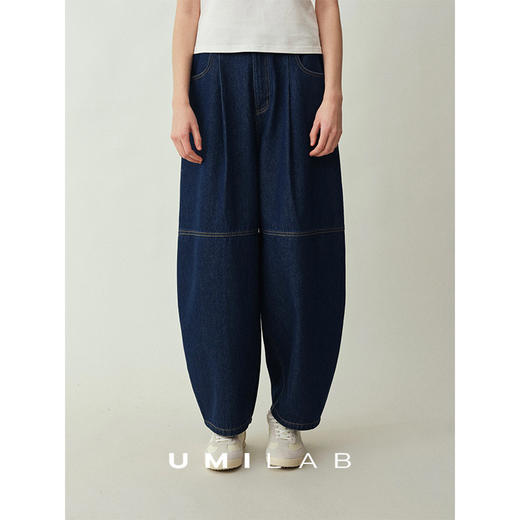 UMILAB｜畅游*藏肉神裤 100%棉松紧腰松弛显瘦茧型牛仔裤OP1321W 商品图0