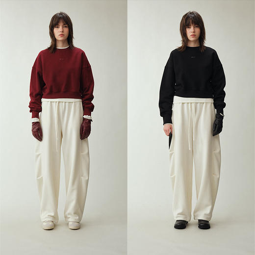 UMILAB｜绒暖*摇粒绒面料柔软锁温 立裁松紧腰藏肉山本裤E285W-1 商品图3