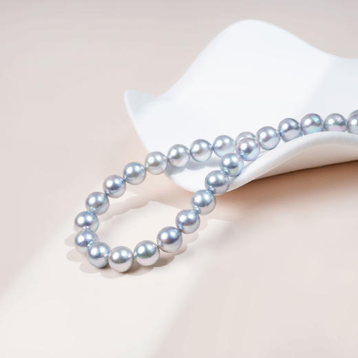 阮仕珍珠 蓝玫瑰系列S925银 Akoya珍珠项链 8-8.5mm  正圆 微瑕 极强光（真科研证书SK BLUE ROSE） 商品图3