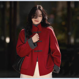 丁摩 新中式高级感手缝羊毛大衣女双面呢29061