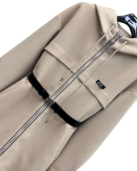 女款毛呢中长款连帽外套zh020 商品图2