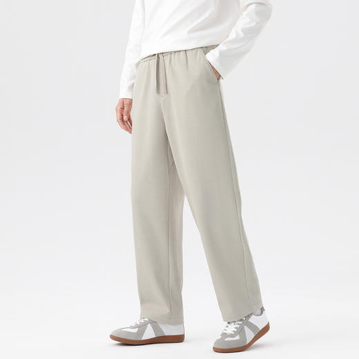 GXG男装秋季时尚松紧腰系绳宽松直筒百搭舒适男式休闲裤K&C 商品图12