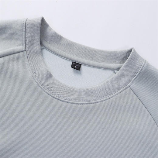 罗蒙男士春秋款卫衣纯色圆领插肩袖百搭通勤舒适弹力男士上衣套头卫衣 商品图6