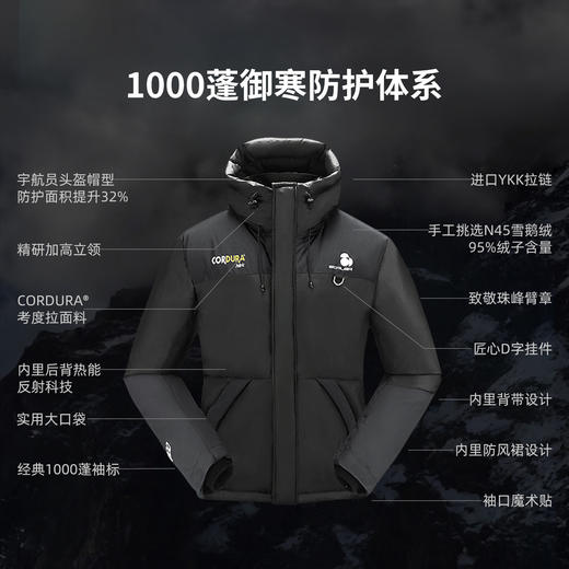 +【乐粉专属】[1000蓬鹅绒]思凯乐户外羽绒服男女短款新款极寒黑色加厚冬季外套F6114515 商品图5