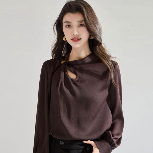 「高货sh」全新升级【铂金会员183/天猫249/差价66】(00118)洛诗琳新款设计感镂空衬衫2026春季法式轻奢通勤雪纺衫 商品图1