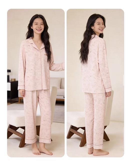 TZ竹纤维女士印花翻领分体家居套2399 商品图5
