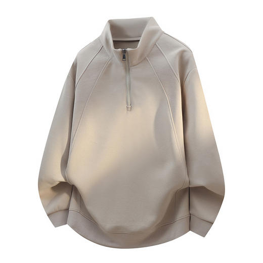 罗蒙春秋款男士卫衣立领半拉链休闲纯色百搭落肩版上衣通勤卫衣 商品图2