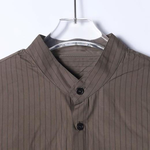 26727SDSA男士秋冬新款痞帅男装潮牌时尚撞色竖纹立领长袖衬衫百搭舒适 商品图2