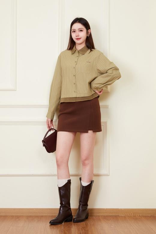 LNNNS 文艺复古条纹气质通勤拼接上衣 22028 商品图1