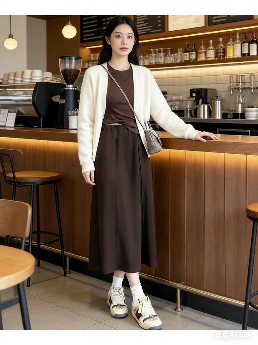 【超模君严选 MIMO醋酸羊毛裙】六片剪裁显瘦，立体加绒垂顺有型 ，手感软糯 温暖舒适 商品图3