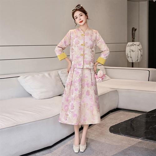 新中式2026早春套装女装新款气质优雅汉服提花两件套裙装 商品图1