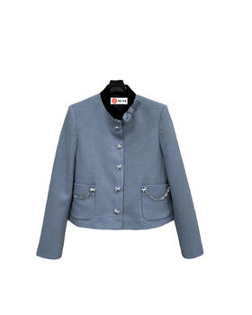 女款丝绒立领蝴蝶结外套 可配套装hu010