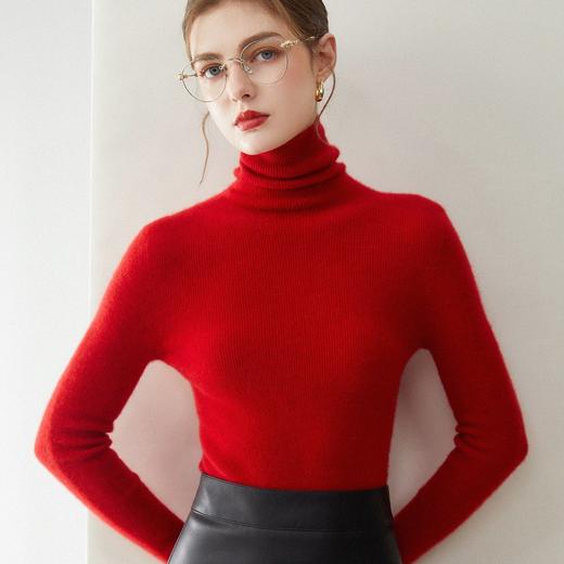 「高货qj」全新升级【铂金会员514/天猫689/差价175】(15936)洛诗琳无缝一体修身羊绒衫202冬季新款纯色堆堆领针织毛衣 商品图0