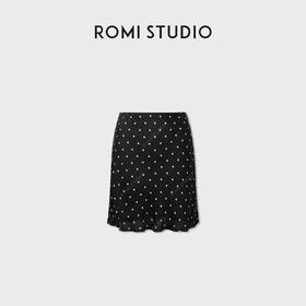 ROMI STUDIO“波点半裙”16mm桑蚕丝光泽垂感法式半身裙RWDSXY1487
