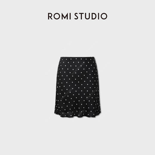 ROMI STUDIO“波点半裙”16mm桑蚕丝光泽垂感法式半身裙RWDSXY1487 商品图0