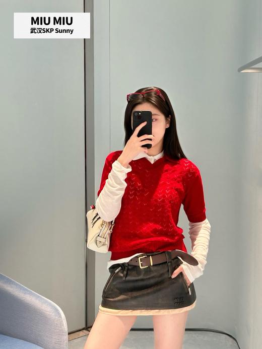 只可换码！不可退！缪缪 26Ss早春新款 红色山羊绒针织POLO衫（DQJ*MM） 商品图6