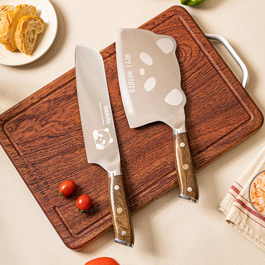 摩登主妇mototo熊猫菜刀家用切菜刀切肉斩切刀三德刀辅食刀具套装 商品图0