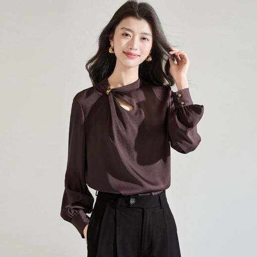 「高货sh」全新升级【铂金会员183/天猫249/差价66】(00118)洛诗琳新款设计感镂空衬衫2026春季法式轻奢通勤雪纺衫 商品图0