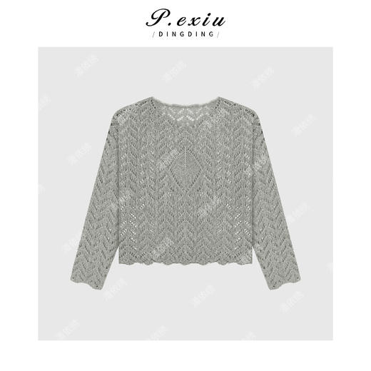 04-6潘依绣丁丁宠粉【夏日春桃】温柔风镂空勾花圆领针织上衣 L2596 商品图2