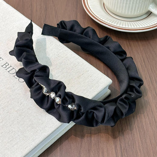 黑色木耳边头箍高颅顶褶皱发箍宽边新款高级感发捆头饰发箍-纪念日百货门店同款168643860 商品图1