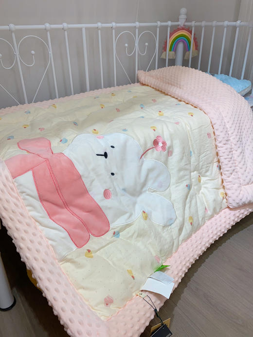 松植屋A类母婴级双层纱豆豆绒儿童安抚豆豆被宝宝新生儿被子午睡小盖被 商品图2