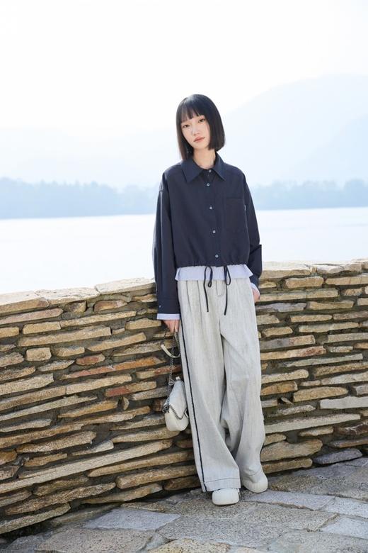 LNNNS 藏蓝设计感洋气假两件衬衫外套 22030 商品图1