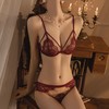 【本命年！法式蕾丝聚拢内衣套装】 女大胸显小超薄款无钢圈固定杯性感纯欲文胸 本命年红色性感内衣套装 商品缩略图0