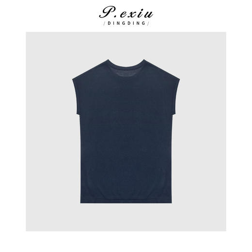 04-1潘依绣丁丁宠粉人丝夏季设计感圆领塌肩袖针织上衣 C038 商品图2