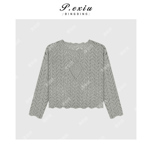 04-6潘依绣丁丁宠粉【夏日春桃】温柔风镂空勾花圆领针织上衣 L2596 商品图1