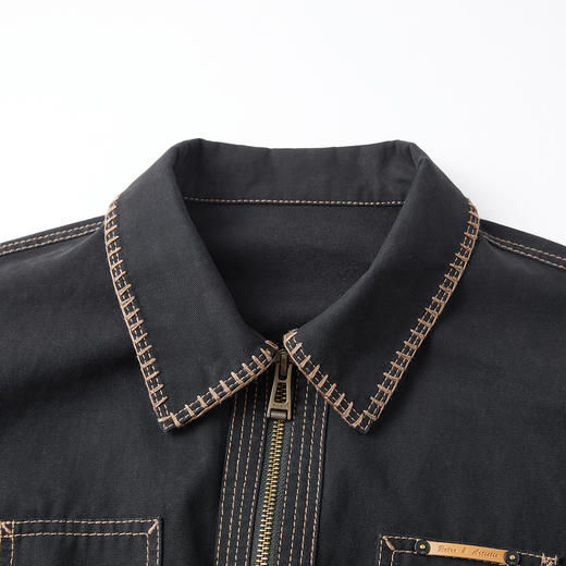 谜底牛仔外套长袖2026年春季新品黑色百搭大口袋酷感女261MW0228 商品图3