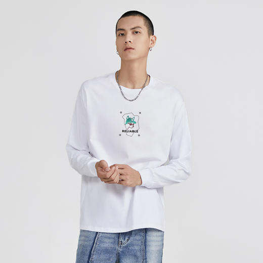 GXG男装【100%棉】26春季时尚潮流七彩动物圆领休闲男式长袖T恤K&C 商品图1