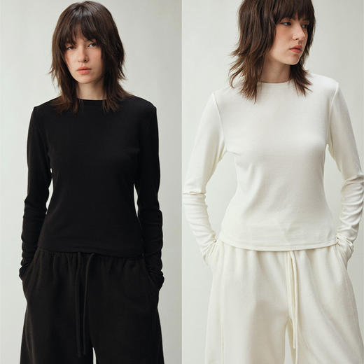 UMILAB｜糯糯T*慕斯羊毛棉混纺软糯回弹修身显瘦百搭长袖T恤T783W 商品图0