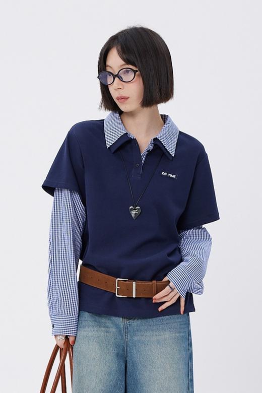 LNNNS 减龄格子休闲假两件POLO衫上衣 21846 商品图0
