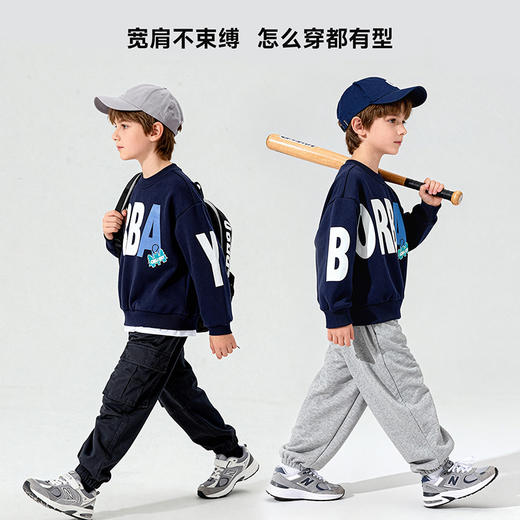 贝贝怡童装男童套头卫衣春秋款酷风男孩衣服中大童圆领洋气上衣ZB1FS034 商品图5