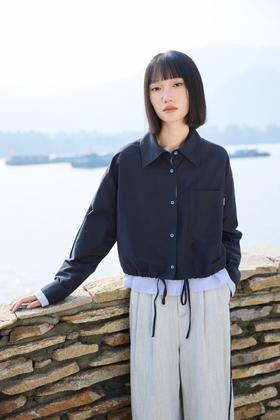LNNNS 藏蓝设计感洋气假两件衬衫外套 22030