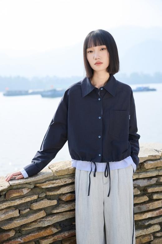 LNNNS 藏蓝设计感洋气假两件衬衫外套 22030 商品图0